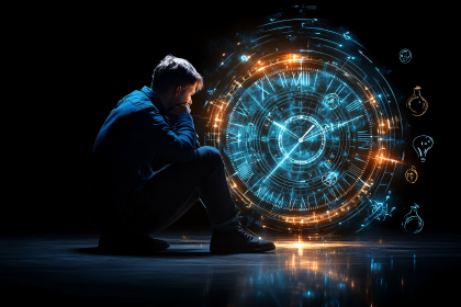 Contemplation Before a Glowing Clock