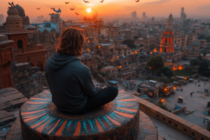Contemplation Over Urban Sunset