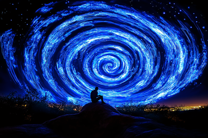Contemplation Under the Cosmic Swirl