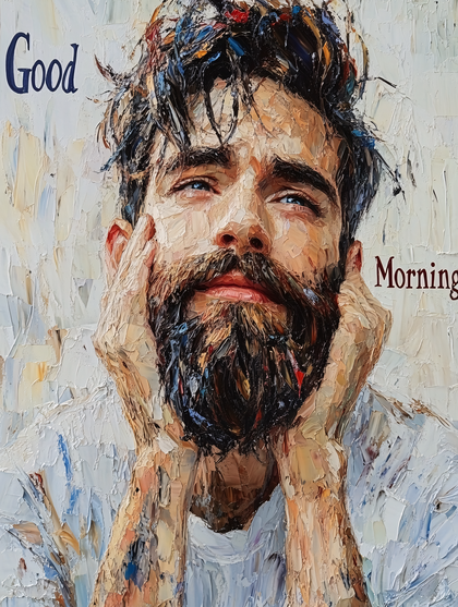 Contemplative Bearded Man Good Morning Art