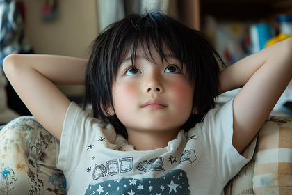 Contemplative Child Looking Upwards