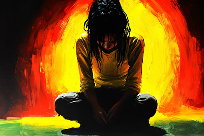 Contemplative Figure in Vibrant Light