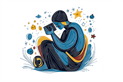Contemplative Figure with Celestial Elements