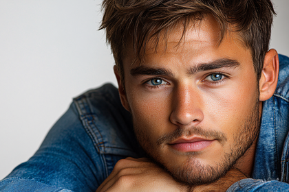 Contemplative Man With Blue Eyes