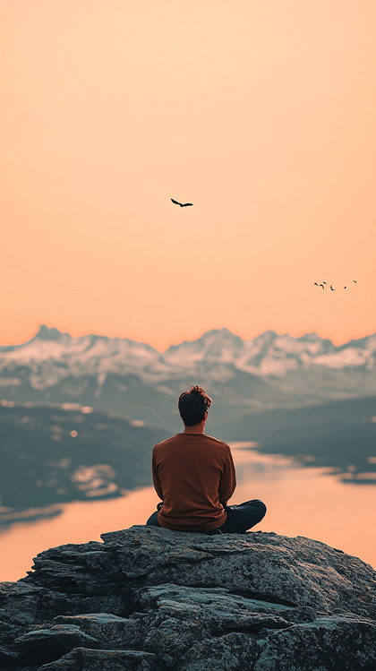 Contemplative Moment on a Mountaintop