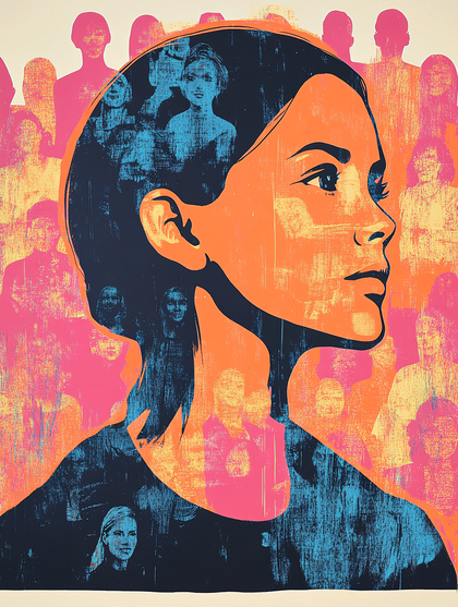 Contemplative Profile With Inner Portraits