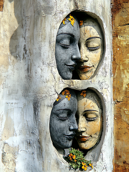 Contemplative Stone Faces