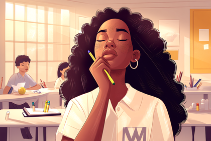 Contemplative Student in Classroom