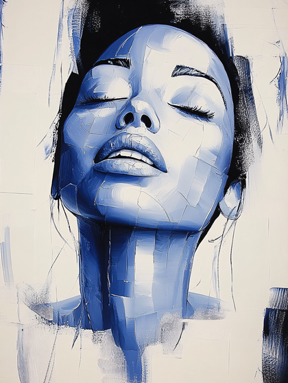 Contemplative Woman In Blue Tones