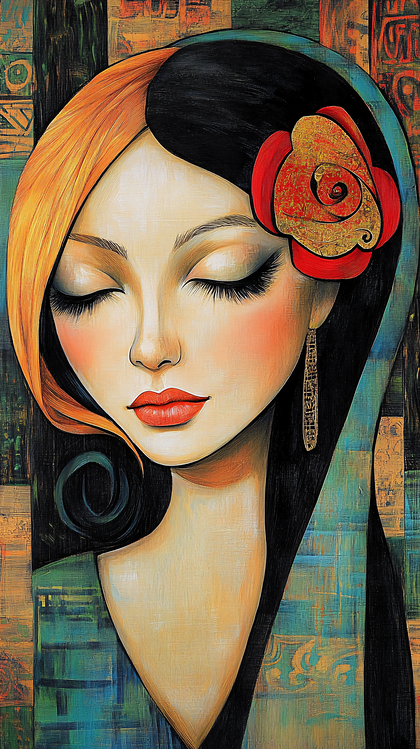 Contemplative Woman With Flower