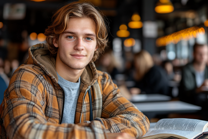 Contemplative Young Man Reading