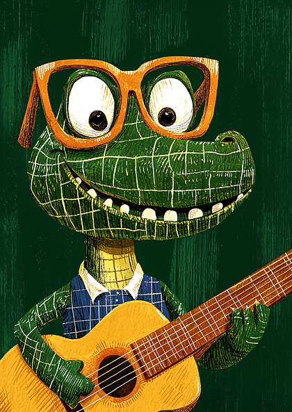 Cool Alligator Musician