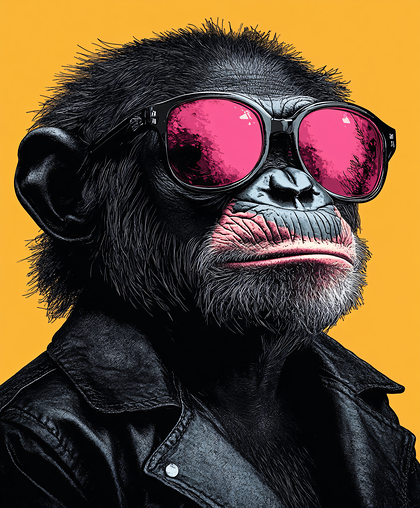 Cool Chimpanzee in Pink Sunglasses