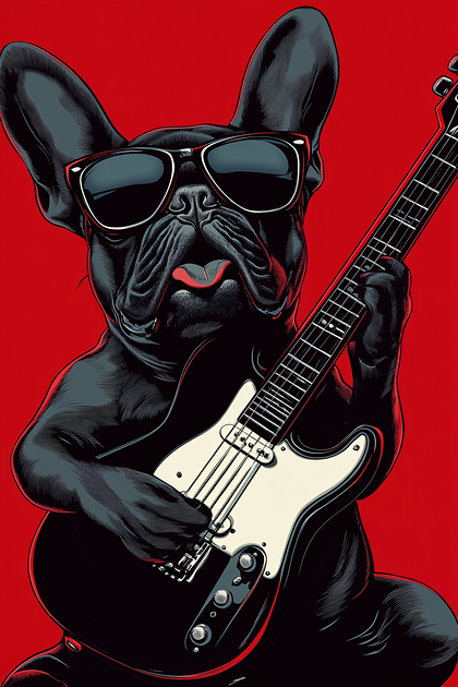 Cool Dog Playing Guitar
