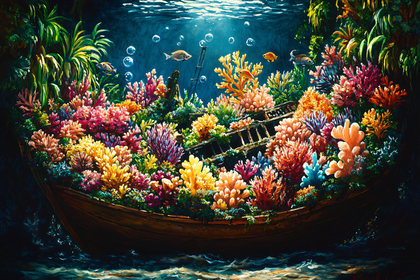 Coral Boat Underwater