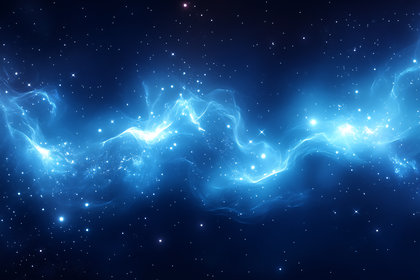 Cosmic Nebula Swirl in Deep Blue Space