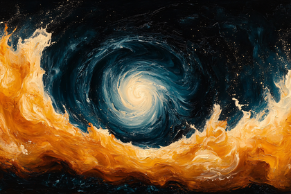 Cosmic Swirl of Blue and Orange