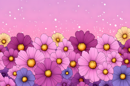 Cosmos Flowers Field