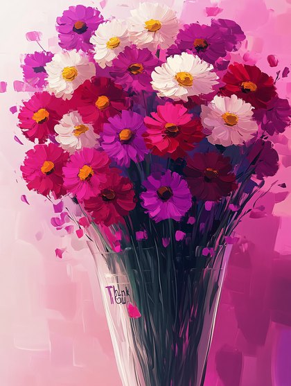 Cosmos Flowers in a Glass Vase