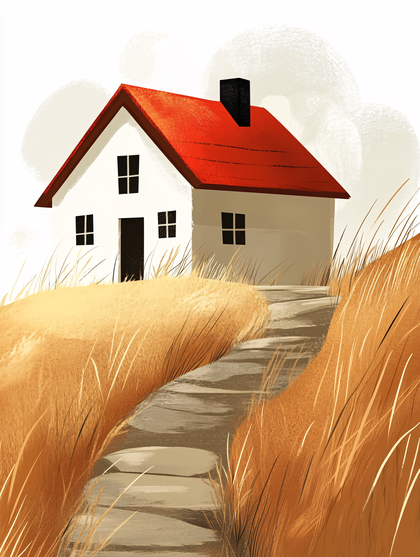Cottage In Golden Field