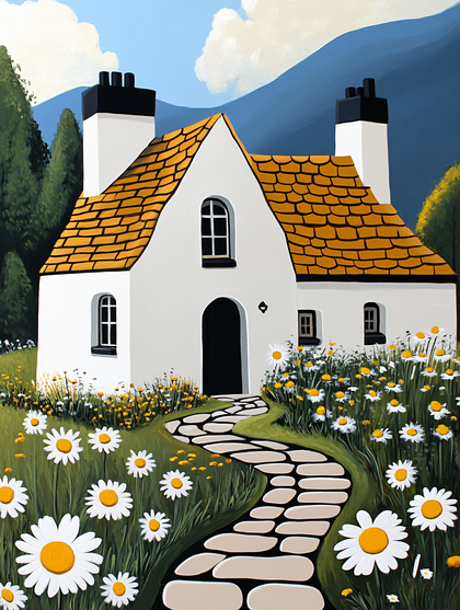 Cottage Path with Daisies
