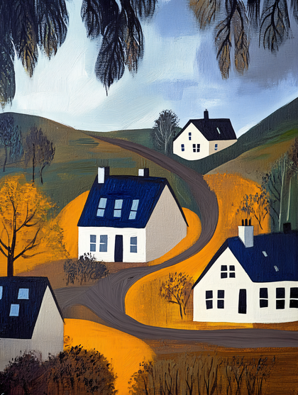 Countryside Houses Painting