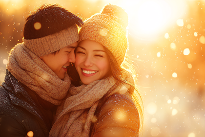 Couple Embracing in Winter