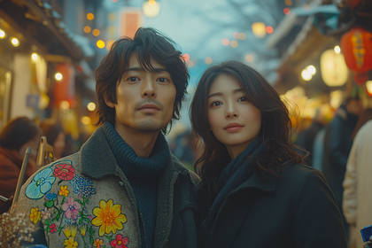 Couple In Busy Street