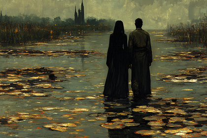 Couple in Water at Dusk