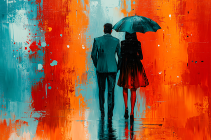Couple Walking in the Rain