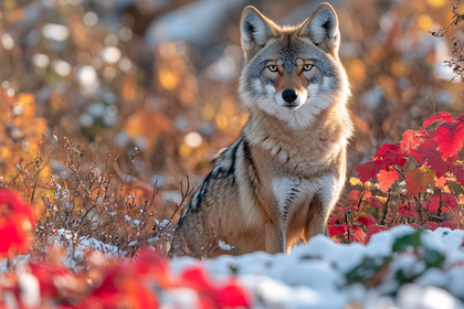 Coyote in Autumn Snow