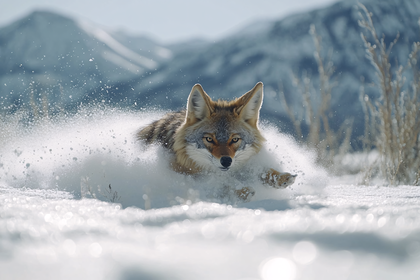 Coyote In Snowy Landscape
