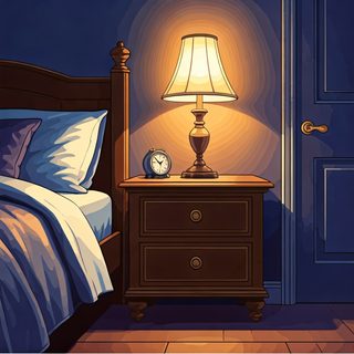 bedroom nightstand scene