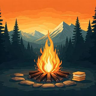 mountain campfire scene