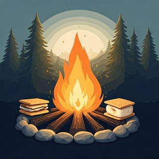 campfire s'mores illustration