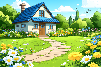 Cozy Cottage in a Flower Garden