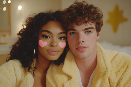 Cozy Couple In Yellow Robes