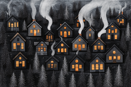 Cozy Night Village Scene