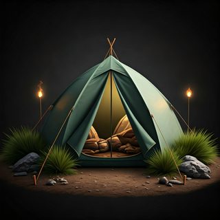 glowing camping tent