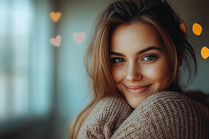 Cozy Portrait Of Smiling Woman
