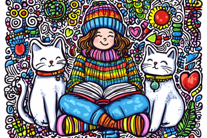 Cozy Reader With Cats