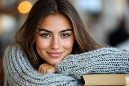 Cozy Smile in Grey Sweater