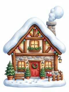 snowy christmas cottage