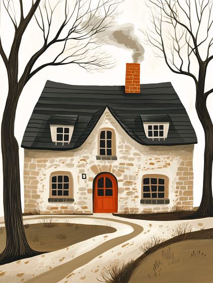 Cozy Stone Cottage in Winter