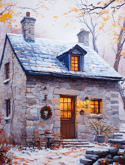 Cozy Stone Cottage In Winter