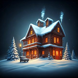 snowy winter cabin