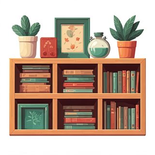 wooden bookshelf decor