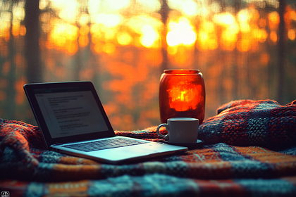 Cozy Workspace At Sunset