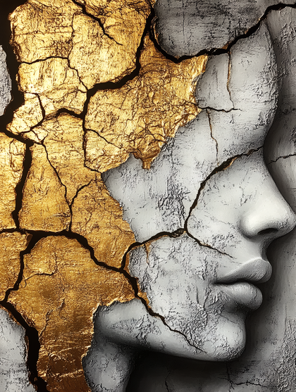 Cracked Face with Gold Leaf