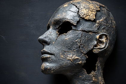 Cracked Head Profile Sculpture